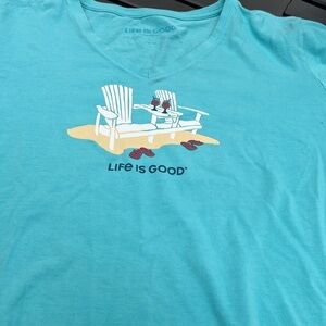 Life Is Good Light Aqua Blue Graphic Tee
